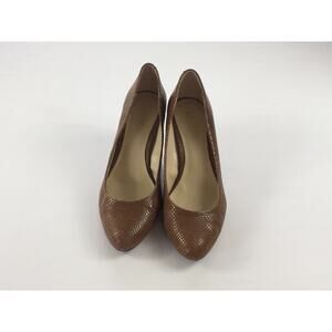 Lauren Ralph Lauren Cognac Textured Leather Pumps